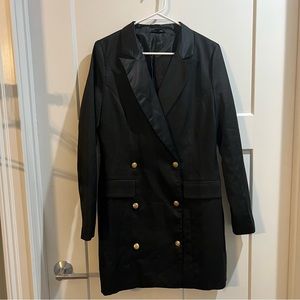 Missguided Black Deep Plunge blazer dress